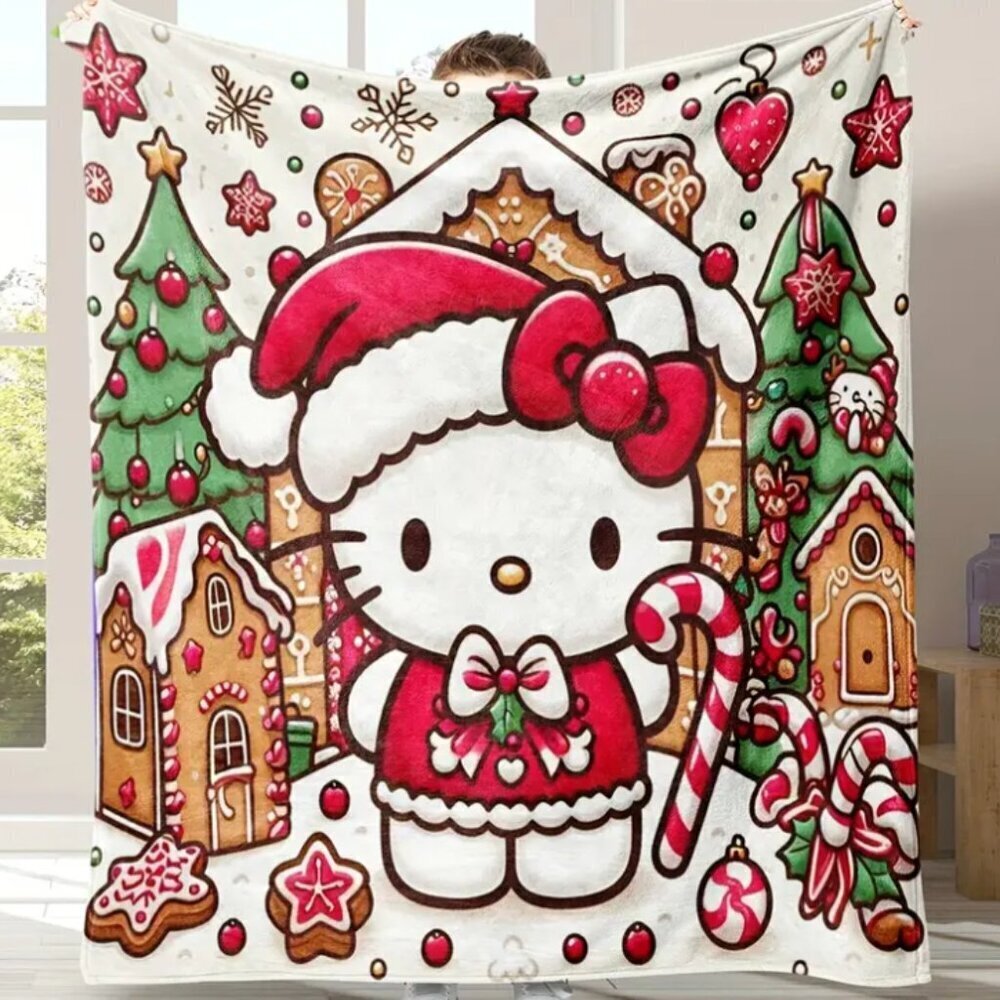 Hello Kitty Soft Fleece Christmas Throw Blanket 59 X 78 inch NWT